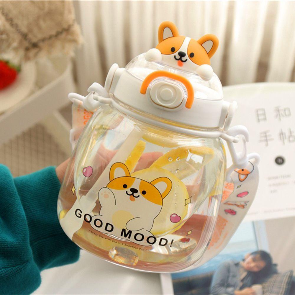 Bình Nước Dung Tích Lớn 1310ML Kèm Ống Hút Dễ Thương