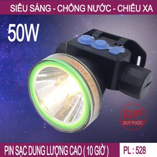 Đèn đội đầu pin sạc led siêu sáng dung lượng cao tw 528 siêu sáng 50W - chiếu xa – hàng thái