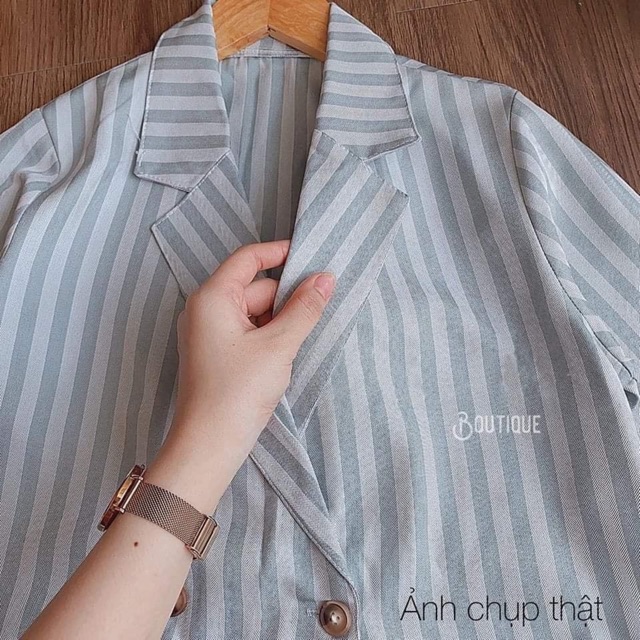 Áo Vest sọc xanh 20charm sang chảnh cá tính - chất dày dặn ảnh thật shop tự chụp | BigBuy360 - bigbuy360.vn