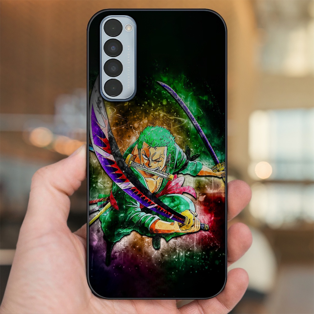 Ốp lưng Oppo Reno 4 Pro viền đen in hình Zoro One Piece