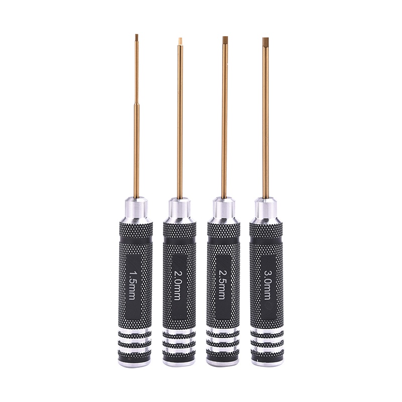 Set 4 Tua Vít Đầu Lục Giác 1.5mm 2mm 2.5mm 3mm Mạ Titan Chuyên Dụng Sửa Chữa Mô Hình Điều Khiển Từ Xa