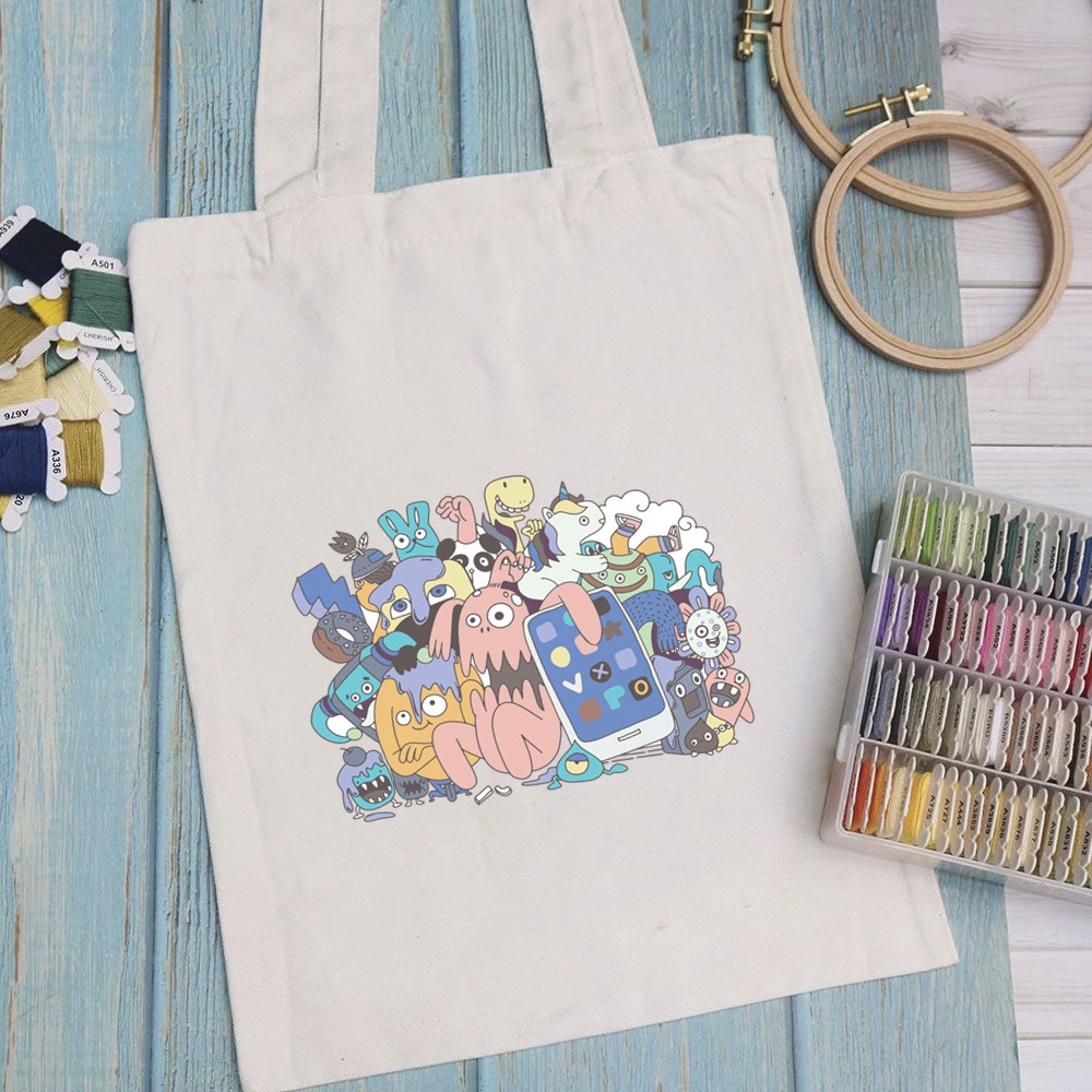Túi vải túi Tote HALLOWEEN - Mẫu 6 vải canvas dày đẹp cho nữ có khóa miệng đi học đi chơi. In hình theo yêu cầu