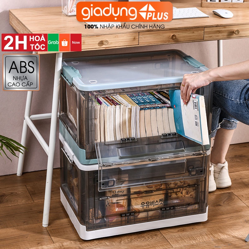 Hộp Đựng Đồ Lớn Bằng Nhựa Trong Suốt, Có Nắp & Bánh Xe Cao Cấp Giúp Đựng Đồ Chơi, Quần Áo, Để Sau Xe OTO