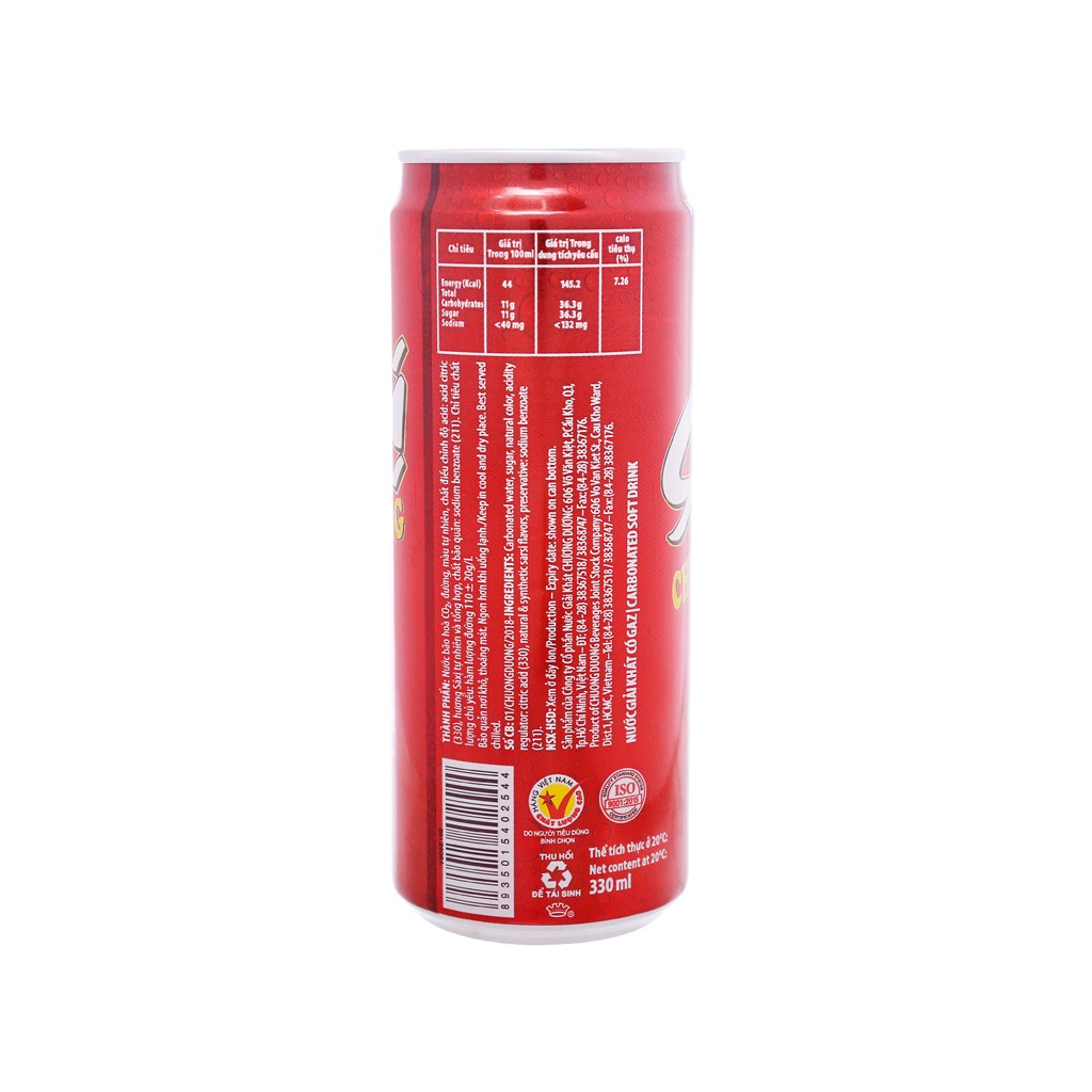 LỐC 6 LON NƯỚC NGỌT CÓ GAS XÁ XỊ CHƯƠNG DƯƠNG 330ML