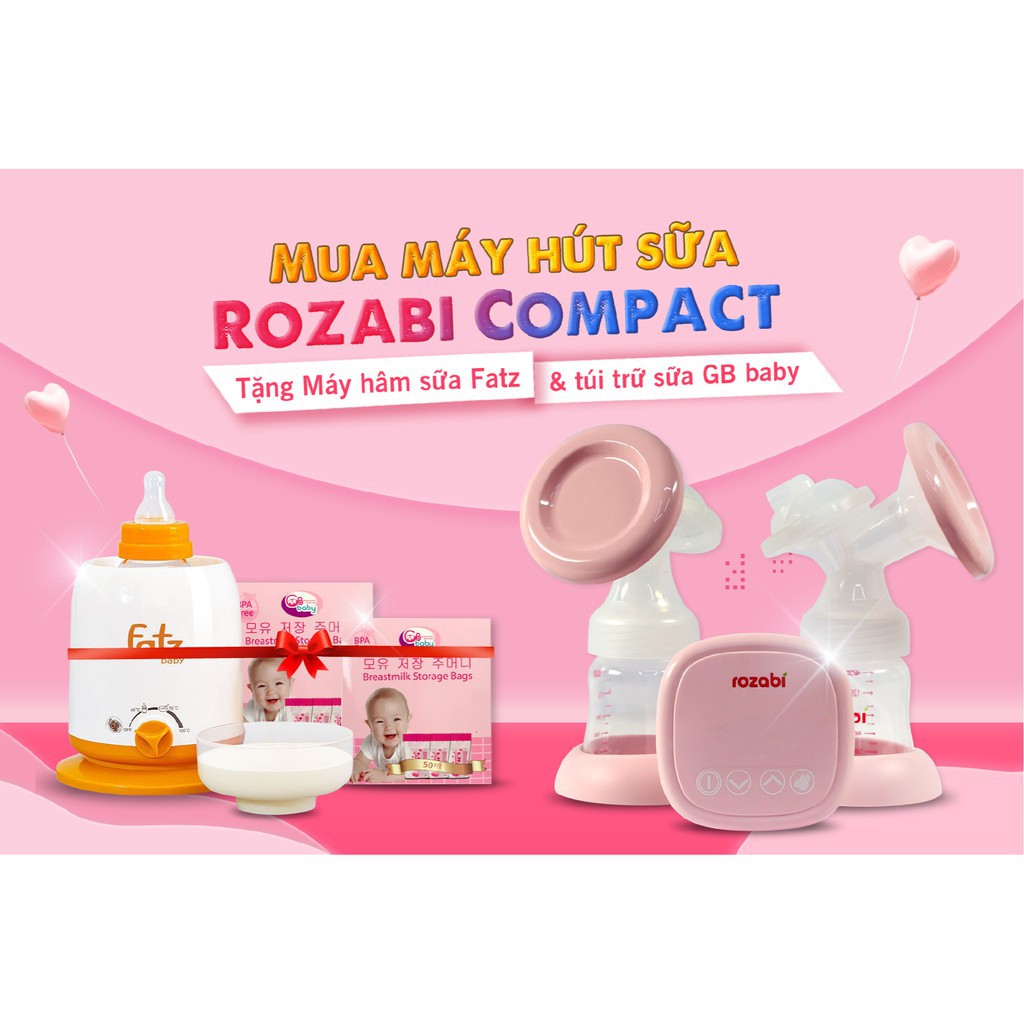 Máy hút sữa điện đôi Rozabi Compact (mua máy hút sữa tặng kèm máy hâm)