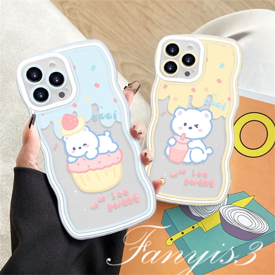 Ốp Điện Thoại TPU Mềm Hình Gấu Uống Trà Sữa Cho iPhone 14 13 12 11 Pro Max X XR Xs Max 8 7 6 6s Plus SE 2020