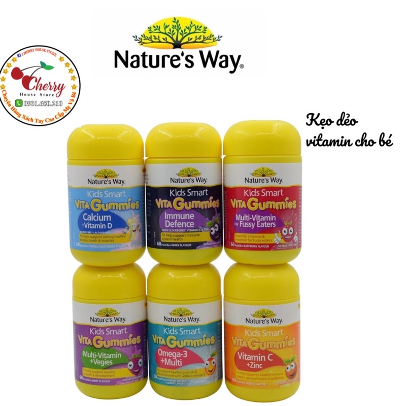 Vita Gummies Nature s Way [Úc] Kẹo gôm bổ sung vitamin cho bé - 60 viên gum - 7 vị thumbnail