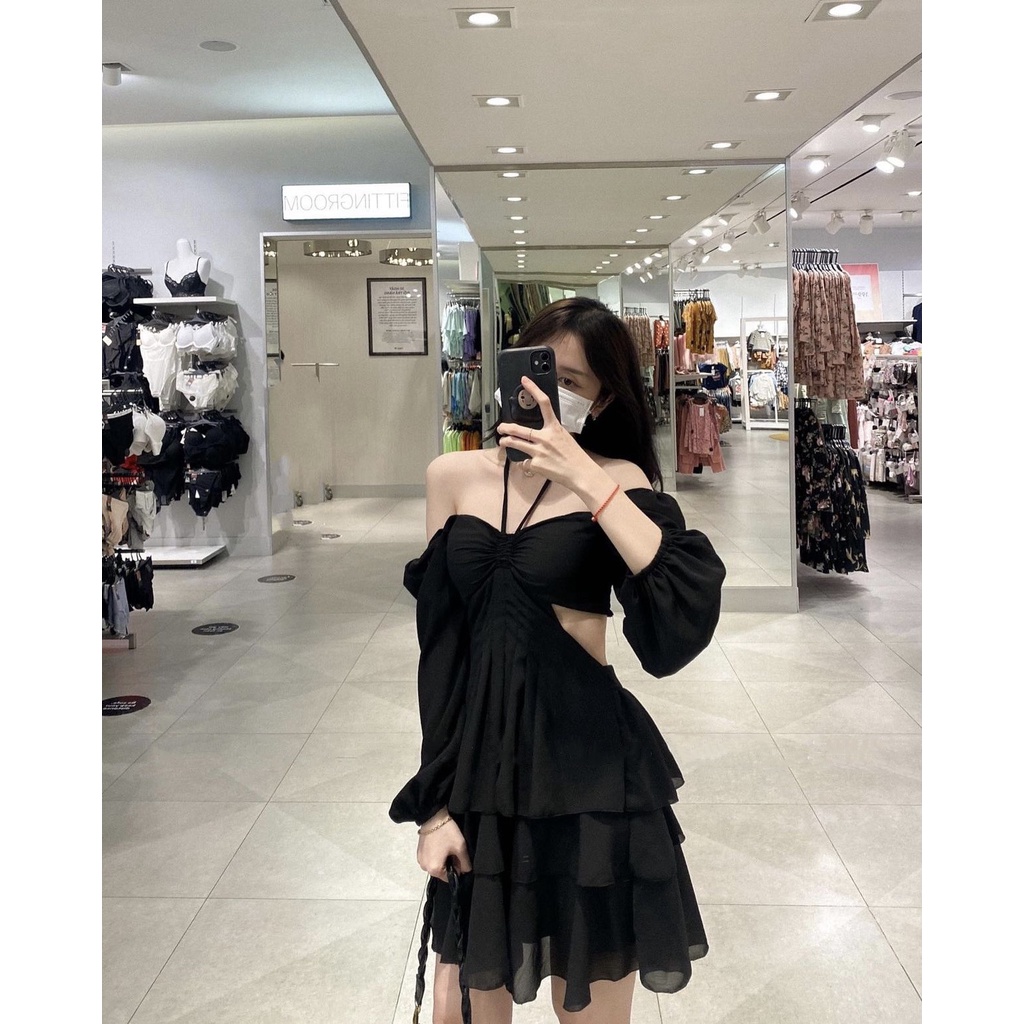 Đầm thiên nga trắng khoét eo tùng xếp tầng thời trang dự tiệc daoh phố cực xinh  SWAN DRESS