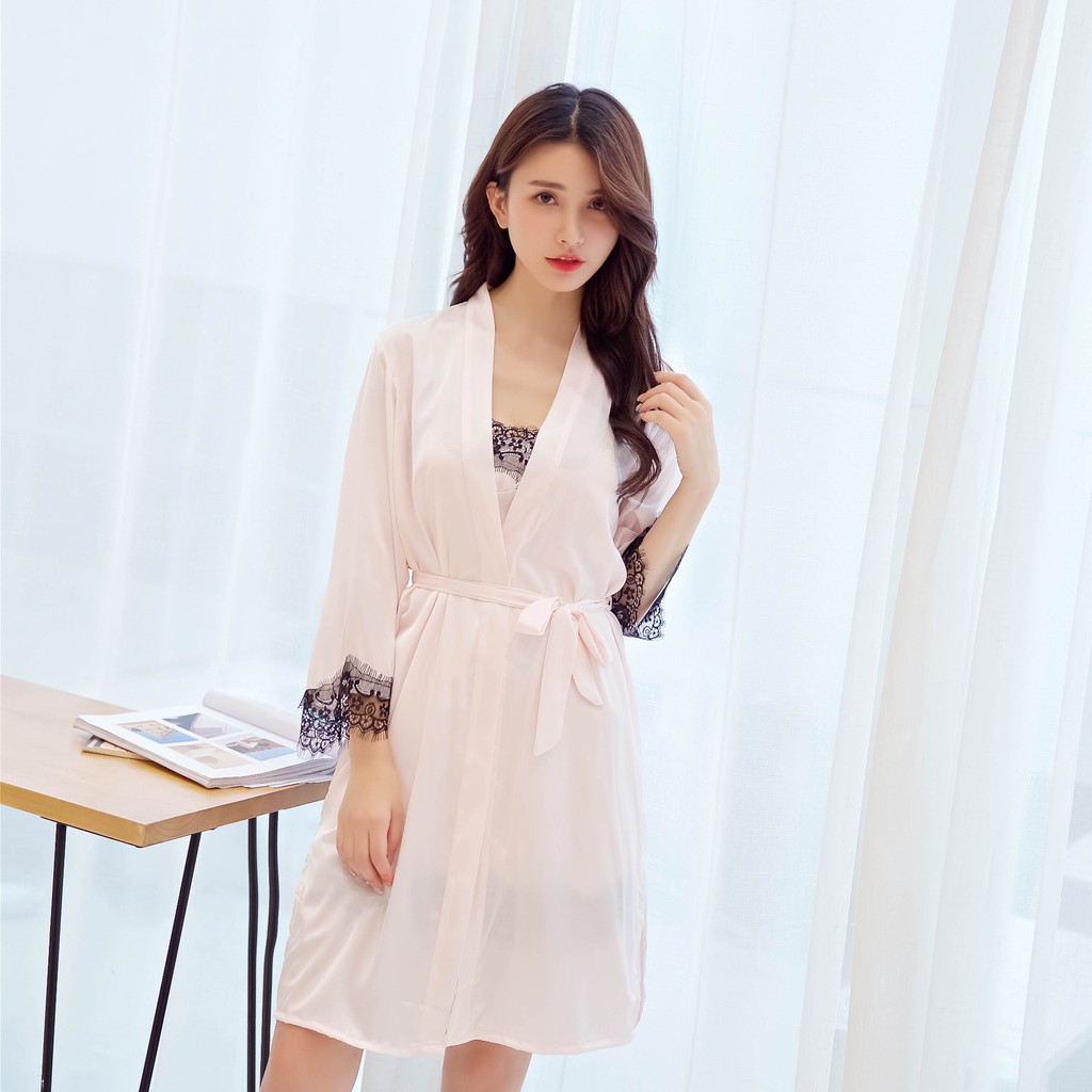 Áo choàng ngủ váy ngủ lụa bigsize 🎀MLXL 40-65KG🎀 sexy hai dây phối ren đồ ngủ bầu cao cấp sale giá rẻ | BigBuy360 - bigbuy360.vn