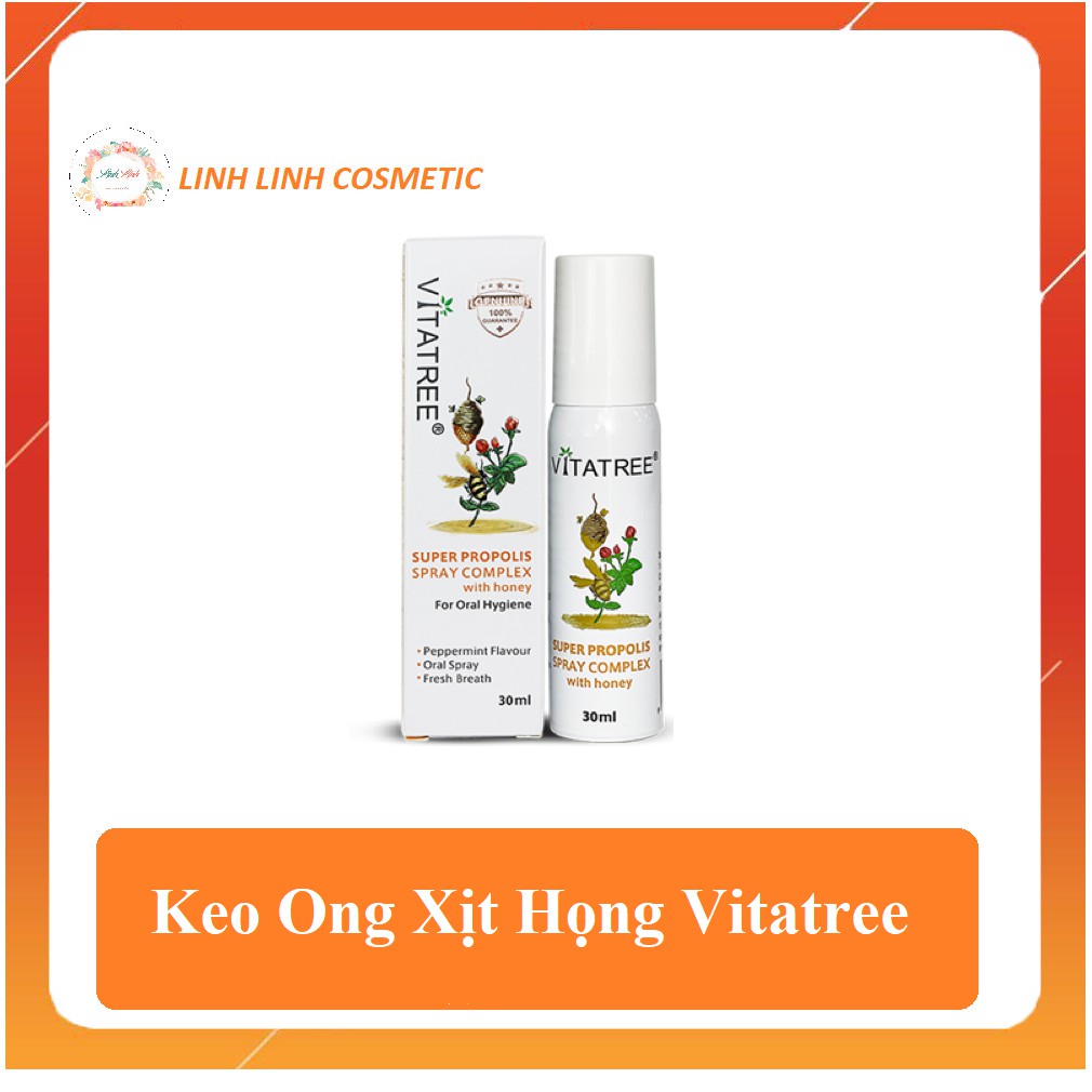 (mẫu mới - hsd 8/2024) 30ml - Keo Ong Xịt Họng Vitatree Super Propolis Spray Complex With Manuka 15+