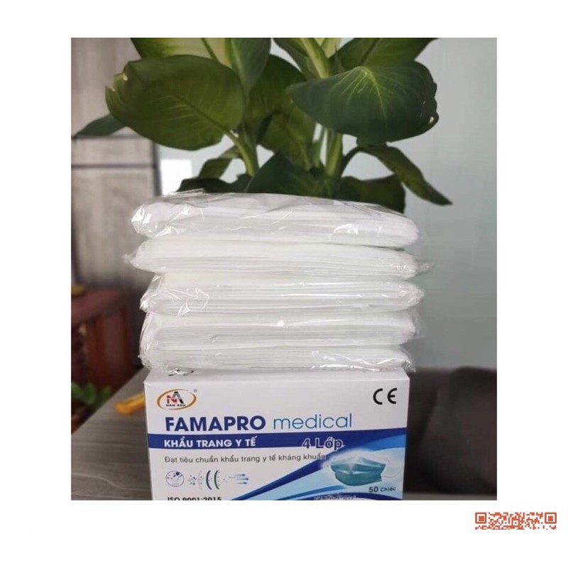 Khẩu trang y tế thương hiệu FAMAPRO 4 lớp quai êm chắc chắn hộp 50 cái