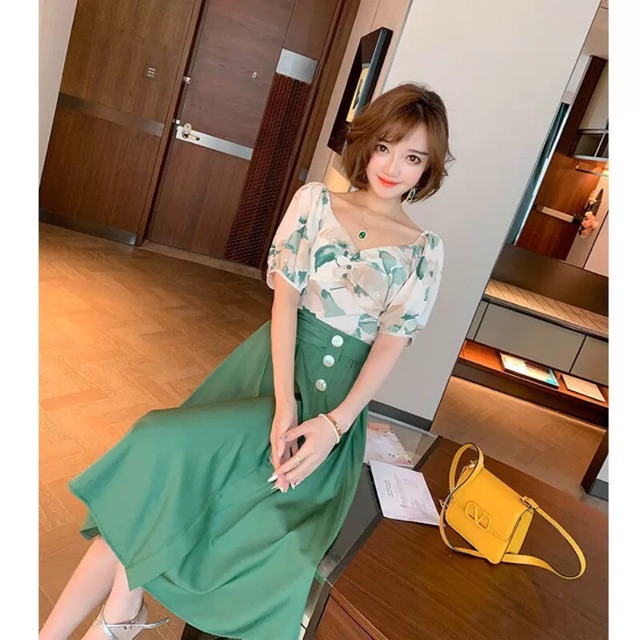 Set áo và chân váy lụa cao cấp. Nhập QC