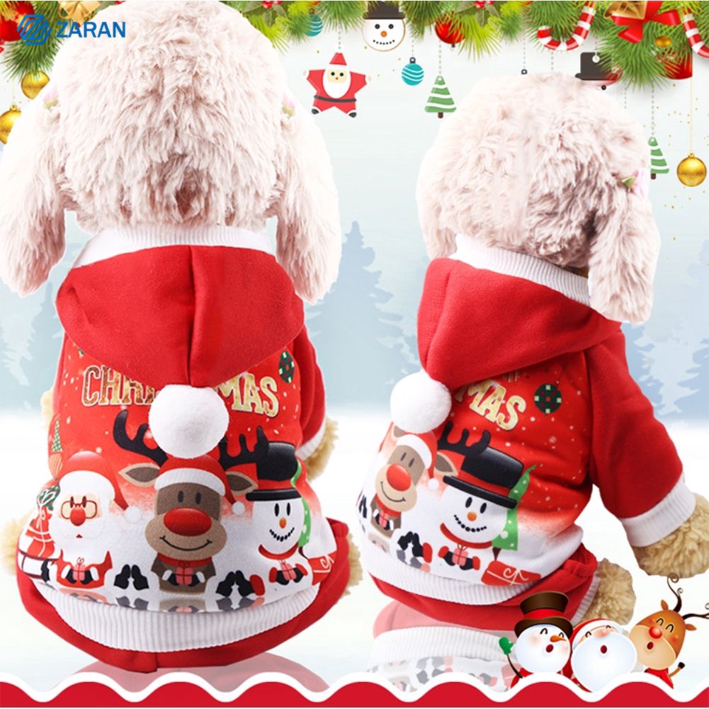 Áo khoác giữ ấm kiểu ông già Noel bằng vải cotton nhung thời trang thu đông hàng mới 2019 dành cho cún cưng mèo cưng