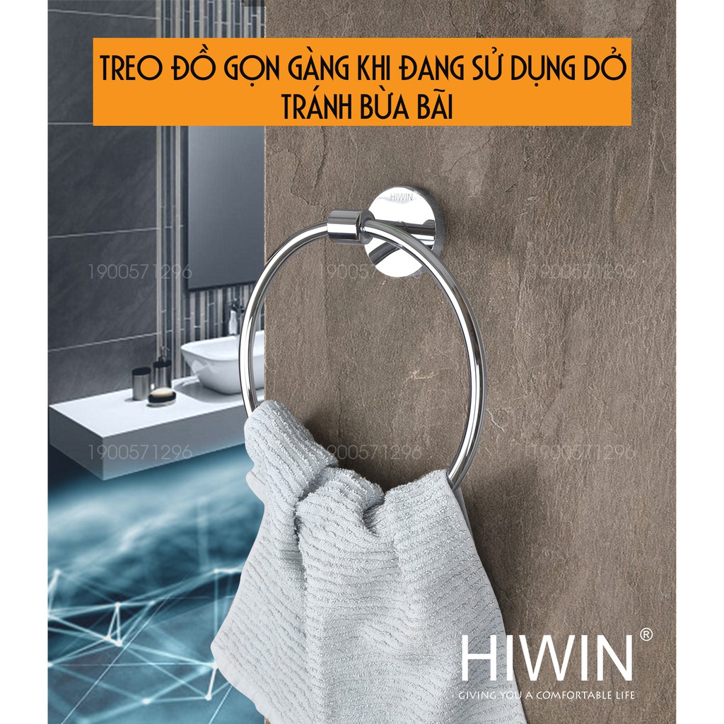 Vòng treo khăn đồng mạ crom mặt gương sáng bóng cao cấp Hiwin Y-2305