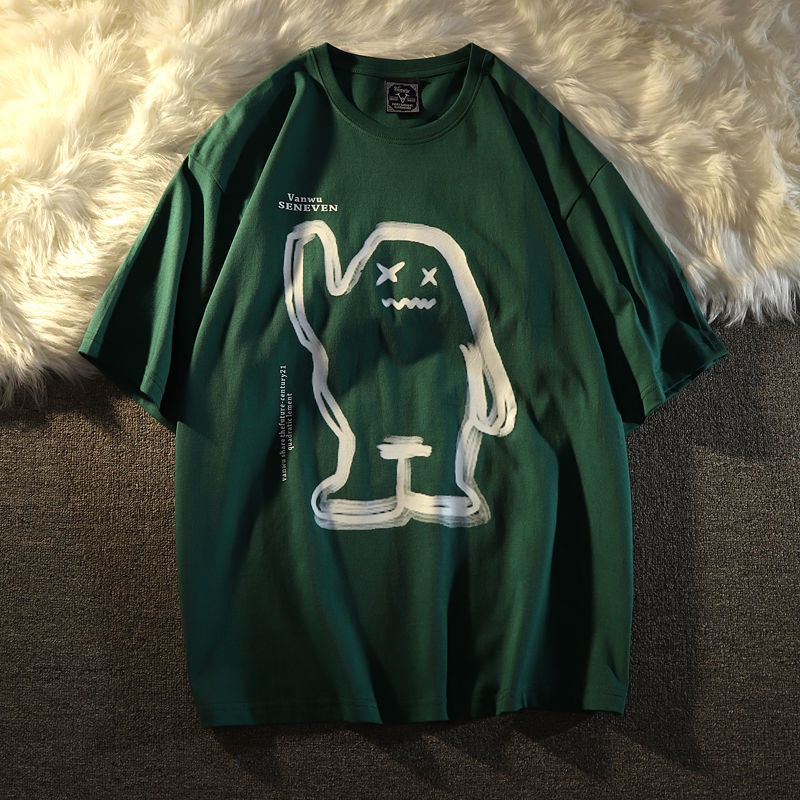 Áo Thun COZOK Tay Ngắn Dáng Rộng In Hình Graffiti Kiểu Hàn Quốc Cá Tính