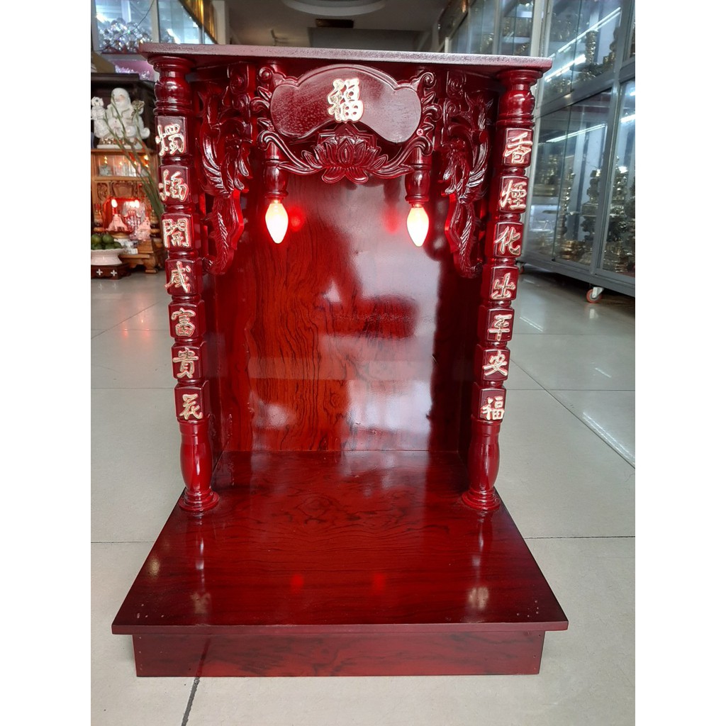 Bàn thờ Thần Tài Ông Địa giá rẻ gỗ ÉP ngang 40 cao 60 có trụ , Mã sản phẩm E02 - Đồ Thờ Thắng Duyên Đại Phát