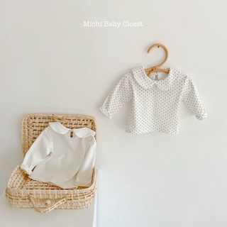 Áo cotton cổ sen thiết kế tiểu thư áo dài tay thu đông bé gái - michi closet