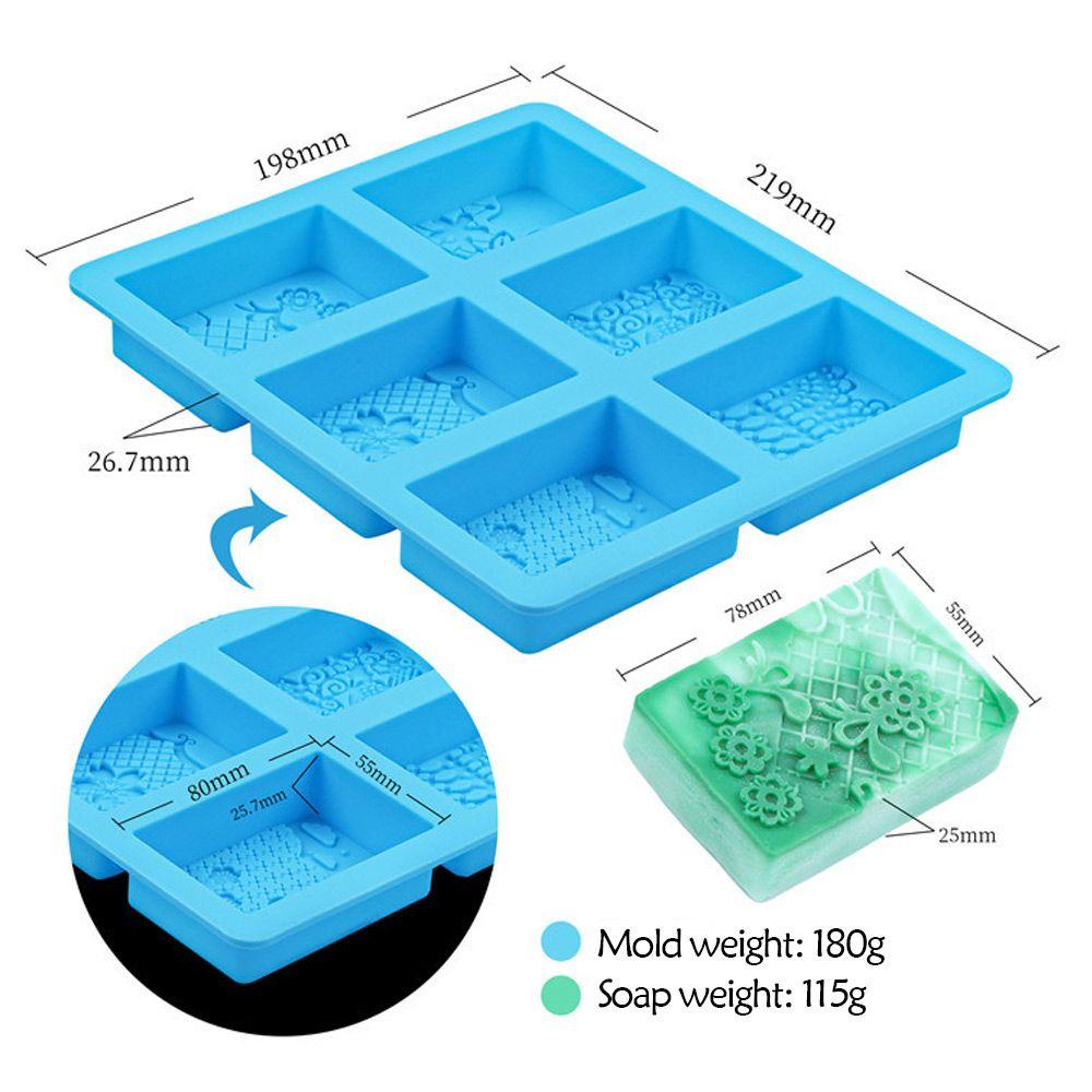 Khuôn Silicone Làm Xà Phòng 6 Ngăn Tạo Họa Tiết 3D DIY