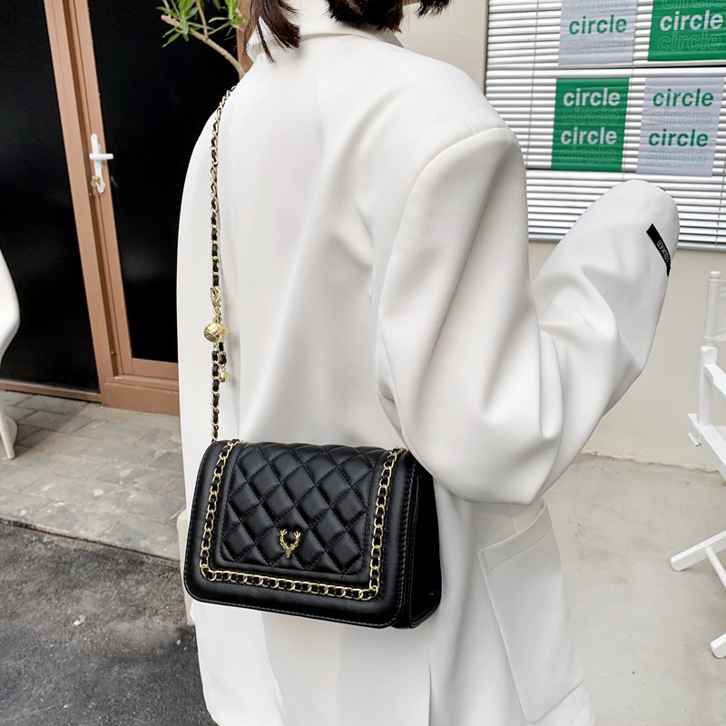 IELGY Túi Đeo Vai Dây Xích Họa Tiết Hình Thoi Thời Trang Cho Nữ