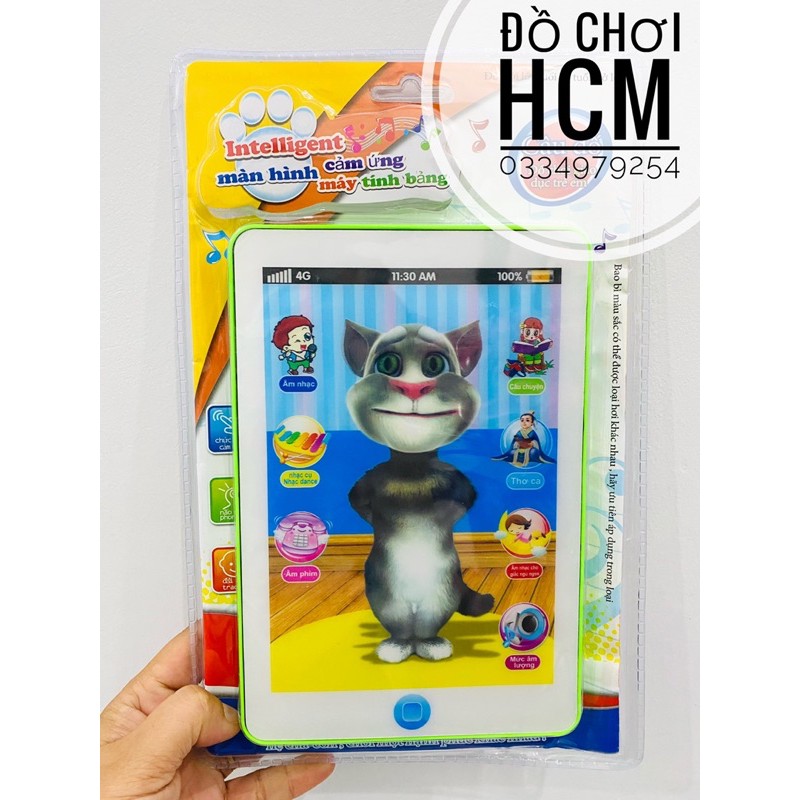 [TIẾNG VIỆT CÓ CLIP] Đồ chơi ipad/ điện thoại mèo tom thông minh, biết kể chuyện, làm thơ, chơi nhạc, ru bé ngủ