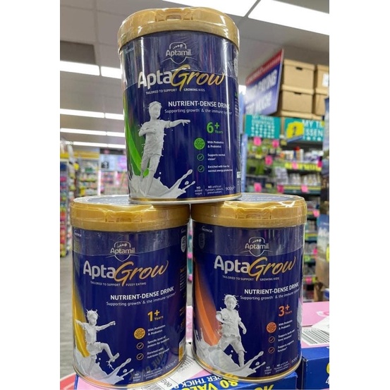 Sữa AptaGrow Milk Úc dòng cao năng lượng cho bé 1+ đến 6+ 800g date 2025