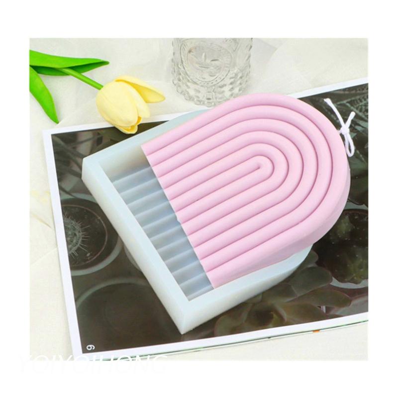 Khuôn Silicone Làm Khay Đựng Trái Cây Hình Oval Màu Cầu Vồng DIY