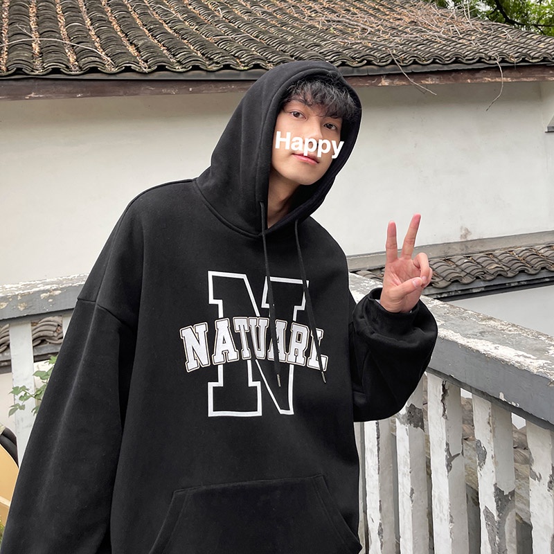 Áo hoodie tay dài in chữ thời trang thu đông năng động cho nam