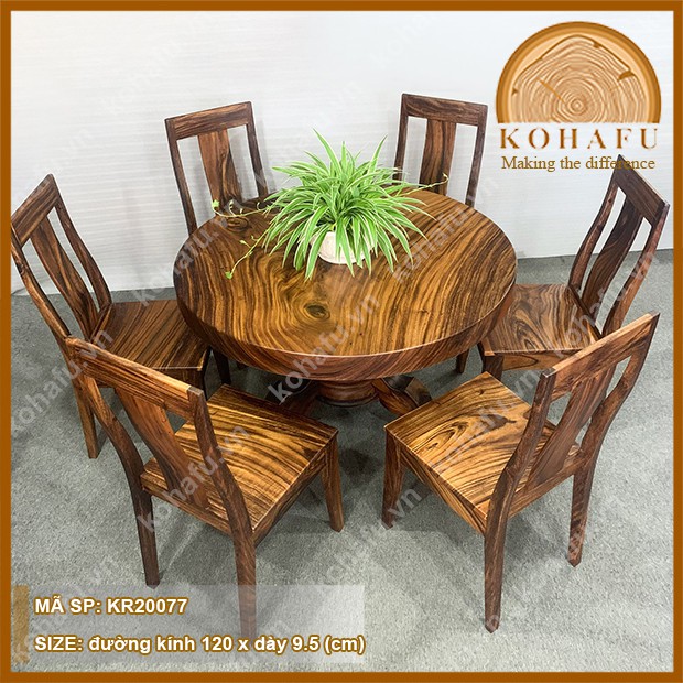 [Hàng đẹp-Giá rẻ] Mặt bàn tròn đường kính từ 110 - 130 gỗ me tây nguyên tấm, vân cực đẹp, mặt đẹp không lỗi Kohafu