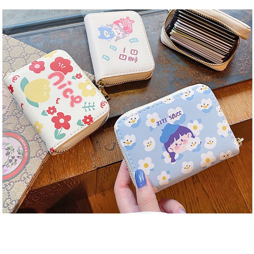 Ví Ngắn Đựng Thẻ / Tiền Xu / Thẻ Cỡ Lớn In Họa Tiết Hoạt Hình Kiểu Nhật Hàn Dễ Thương