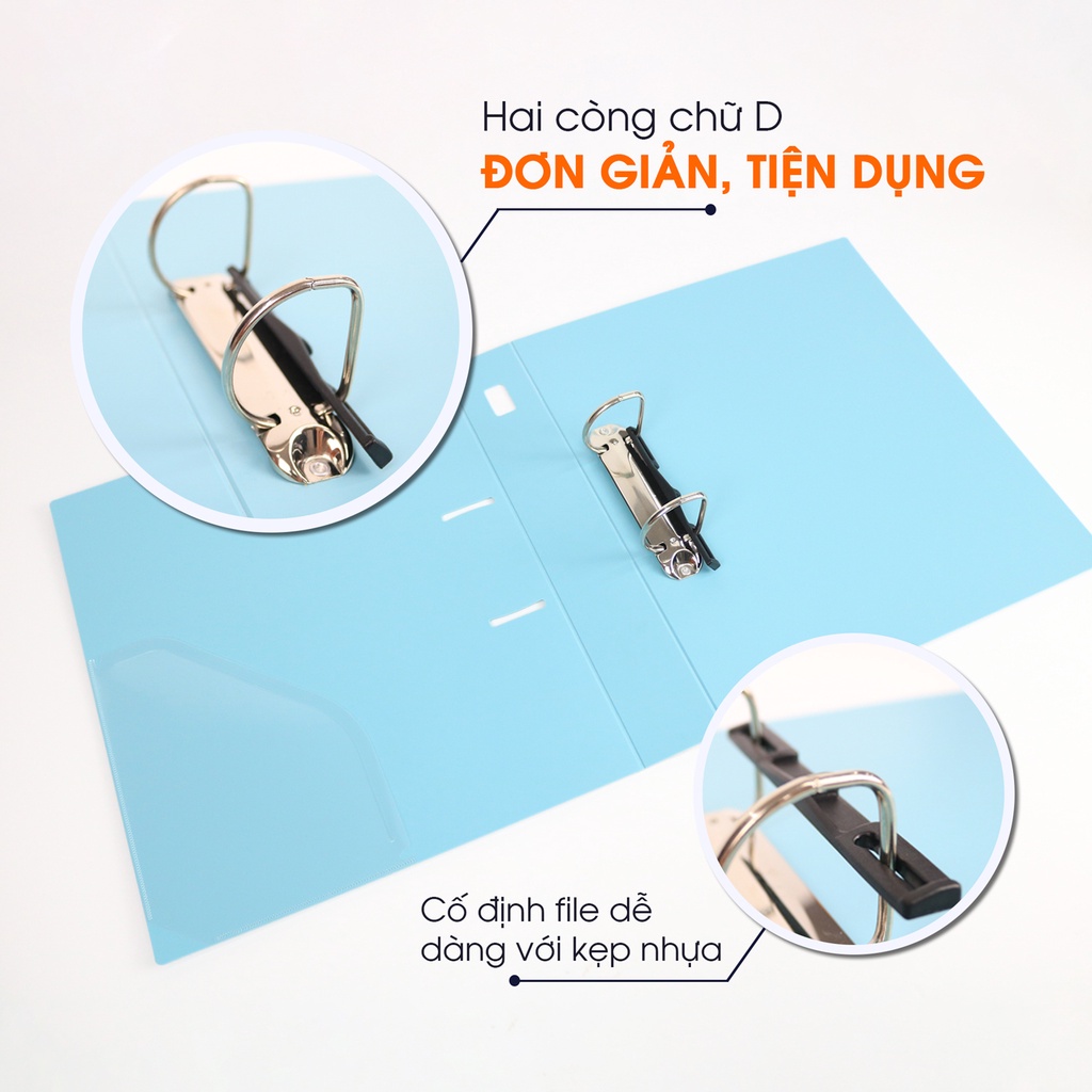 Bìa Còng D2 Switch ON AO+, Nhựa PP/ A4, 2 Nhẫn D