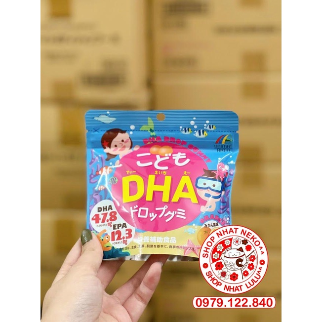 Kẹo dẻo vitamin trẻ em bổ sung DHA cho bé Unimat Nhật vị cam 90 viên
