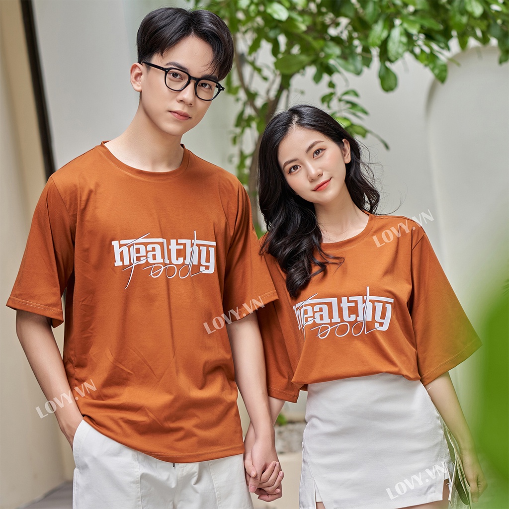 Áo đôi nam nữ thời trang phông tay lỡ unisex chất mịn đẹp LOVY Oversize