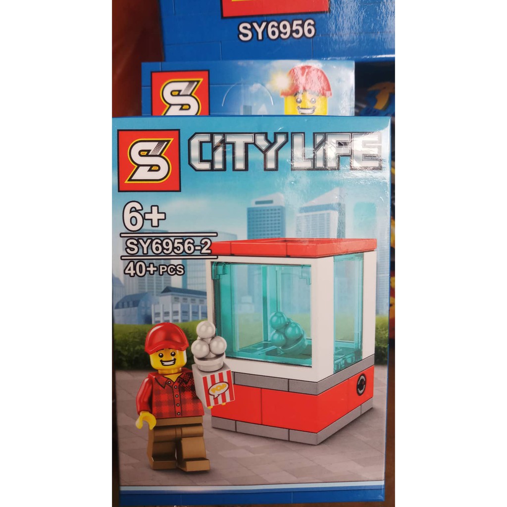 Đồ chơi lắp ráp non lego city minifigures người cây xe bán kem, trượt tuyết, lính cứu hỏa, thợ lặn SY6956 trọn bộ 8 hộp.