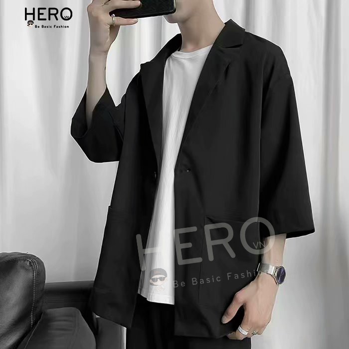 Áo khoác Blazer Nam tay lỡ Form Rộng Phong Cách Hàn Quốc Thu Hè BZ05