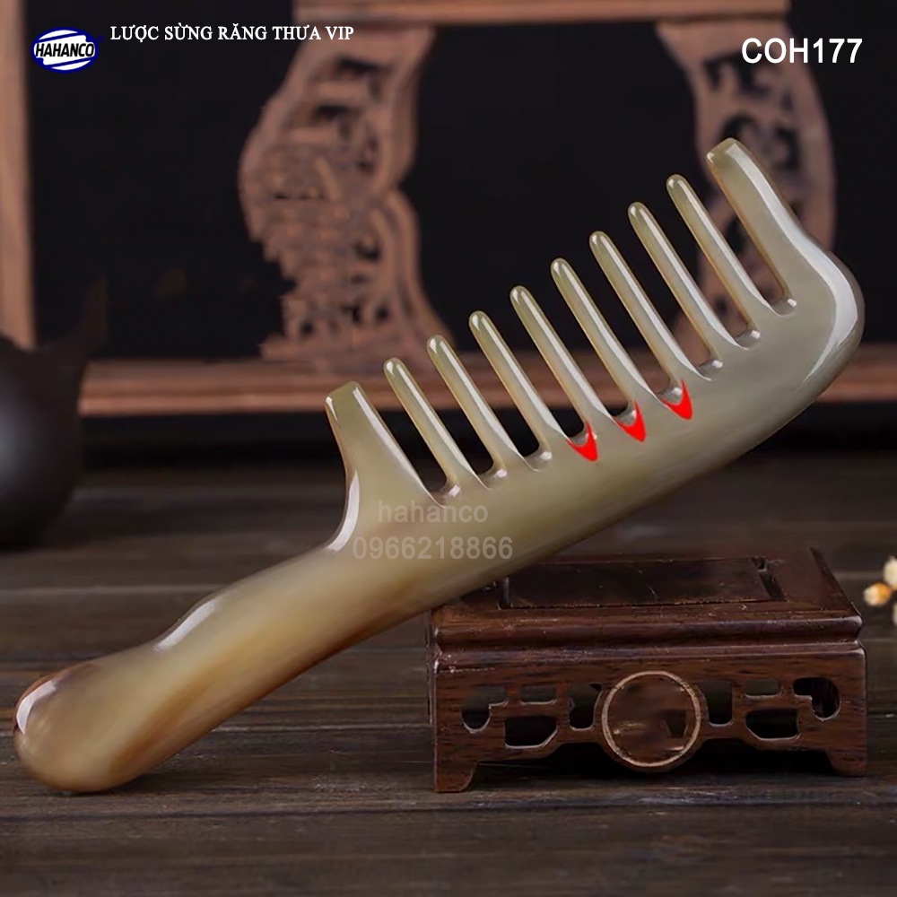 Lược Sừng Răng Thưa VIP HAHANCO  Chuyên Chải Tóc /Xoăn /Xù /Rối- COH177