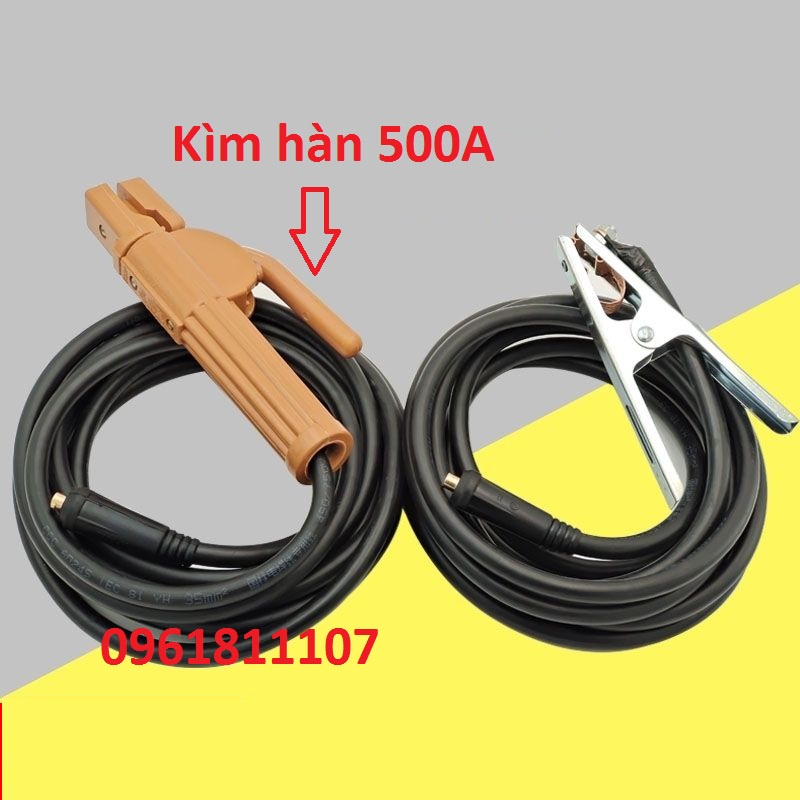 Bộ dây kìm hàn và kẹp mass 16mm 500A tặng kính hàn