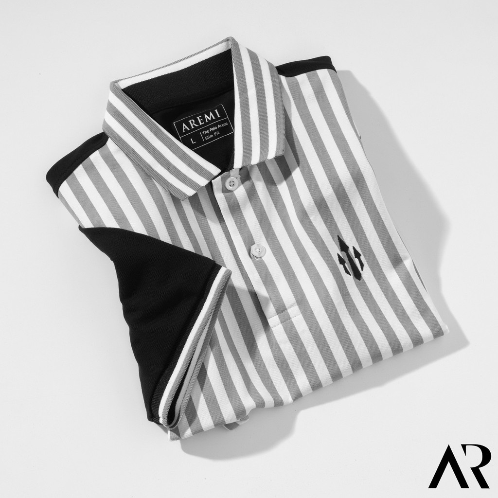 Áo Polo Nam trơn cổ trụ sọc đen trắng,thun cao cấp from chuẩn, thiết kế phong cách sang trọng  AREMI APL0007