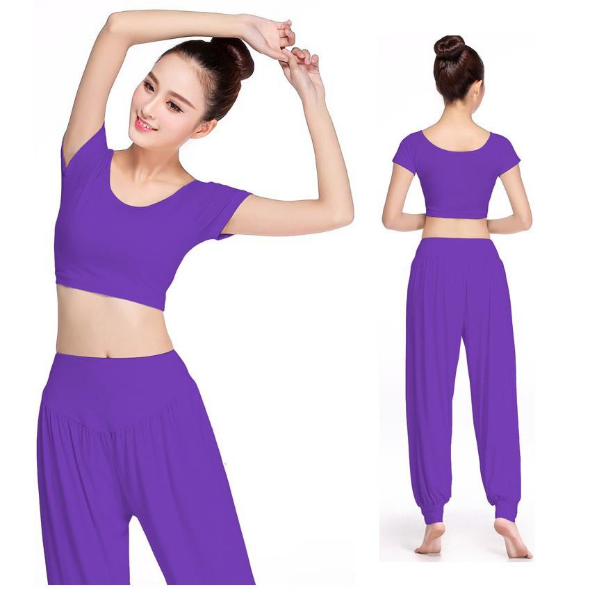 Bộ tập yoga alibaba múa bụng B01 áo croptop khoe bụng ngocthaostore