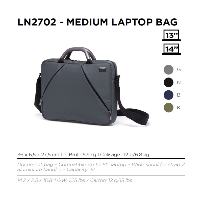 Cặp laptop LEXON size 14inch/16inch chống sốc màu xanh/đen/xám - PREMIUM+ LAPTOP BAG