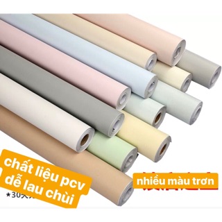 Giấy dán tường màu trơn [GIÁ Sỉ] _10m decal giấy dán tường pastel có keo sẵn
