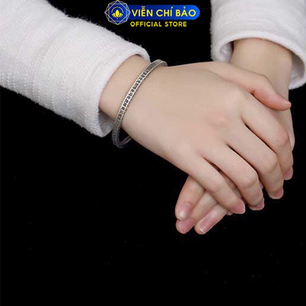 Vòng tay bạc nam nữ Bát Nhã Tâm Kinh, kiềng tay bản tròn đặc freesize bạc Thái S925 Viễn Chí Bảo L100169