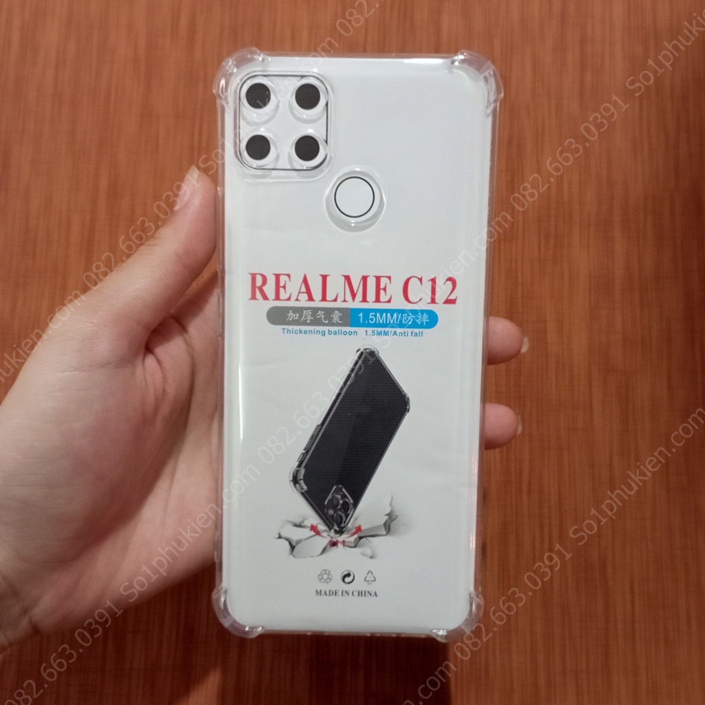 Ốp lưng Realme C12 / Realme C15 dẻo trong suốt, có viền bảo vệ cam, chống sốc siêu dày