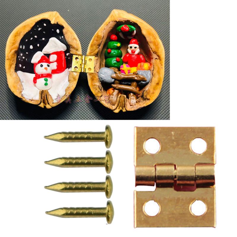 Set 50 Bản Lề Đồng Mini Có Lỗ Kèm Đinh Vít