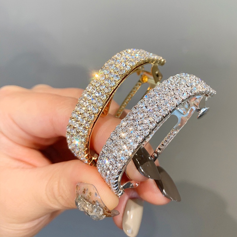 Giá Đỡ Kẹp Tóc Đuôi Ngựa Bằng Hợp Kim Đính Đá Lấp Lánh Cho Nữ