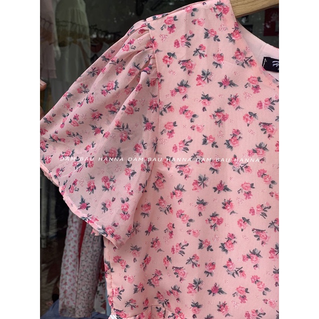 [HANNA] Đầm bầu hoa nhí vải voan mát mùa hè không nhăn có túi thiết kế dáng baby doll dễ thương cho mẹ trẻ có size 80kg