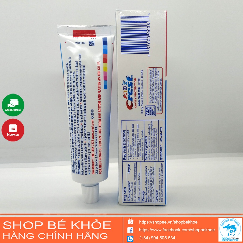 Kem đánh răng trẻ em Kid’s Crest - Kid’s Crest Cavity Protection Mỹ 130gr