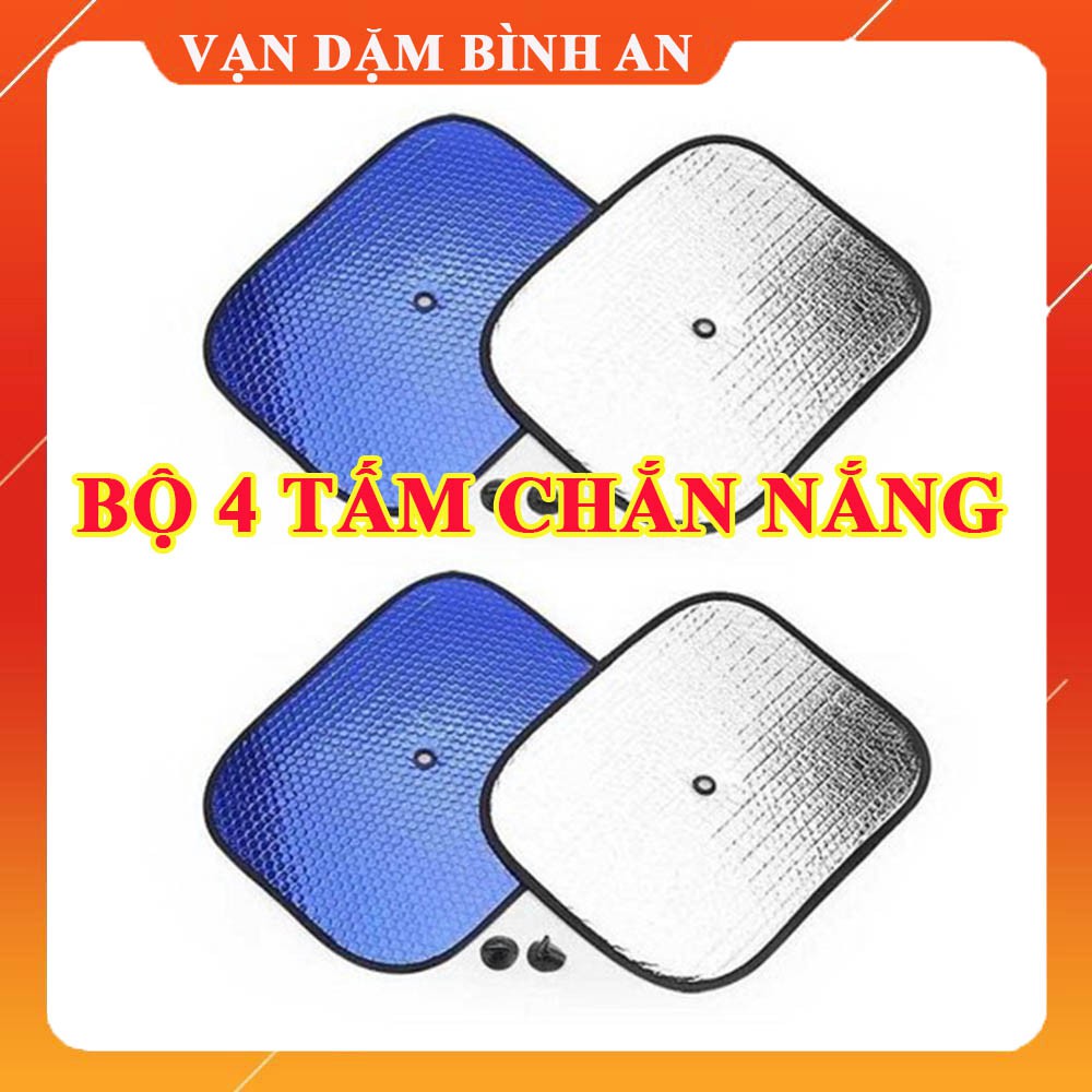 Bộ 4 tấm chắn nắng - Miếng che nắng cửa bên ô tô loại dày phủ lớp tráng bạc - Vạn Dặm Bình An