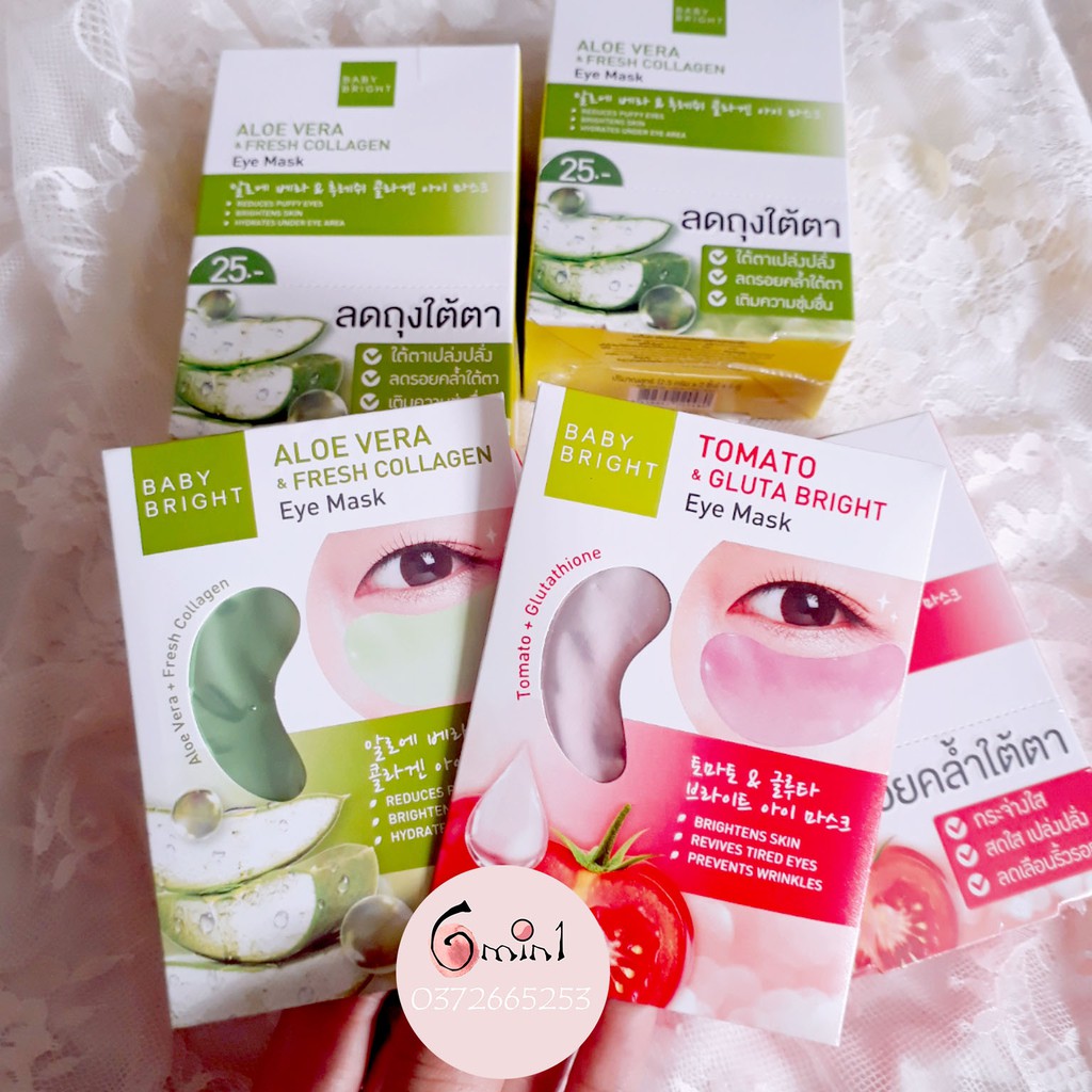 Mặt Nạ Mắt Baby Bright Aloe Vera & Fresh Collagen Eye Mask Giảm Thâm Quầng Mắt