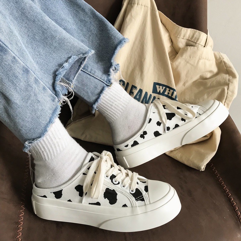 Giày đạp gót vải canvas đế cao dày chất lượng cao