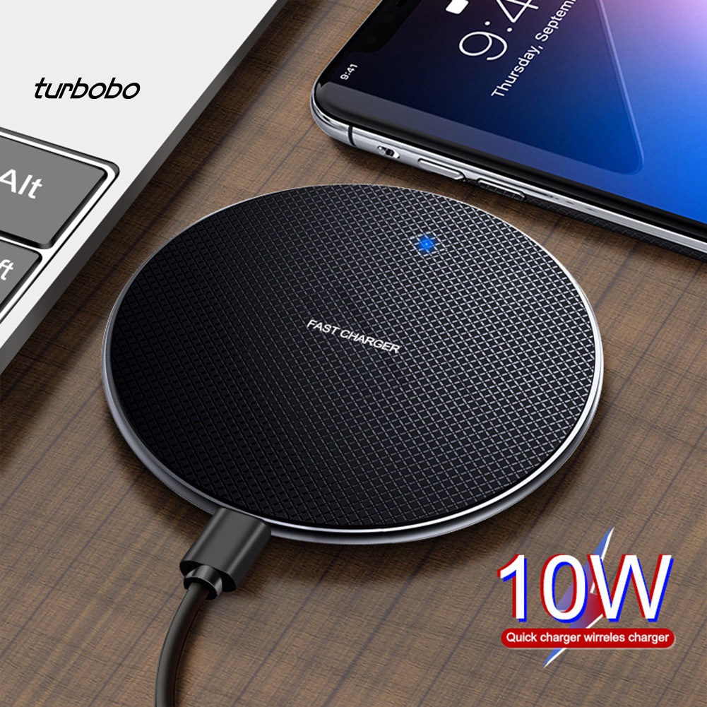 Đế Sạc Không Dây 10w Hình Tròn Mỏng Cho Iphone Android Điện Thoại